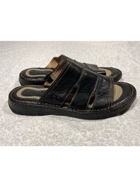 Born Sandals Womens Size US 9 M EU 40.5 Dark Brown Leather Slides Open Toe Flats - Picture 5 of 12